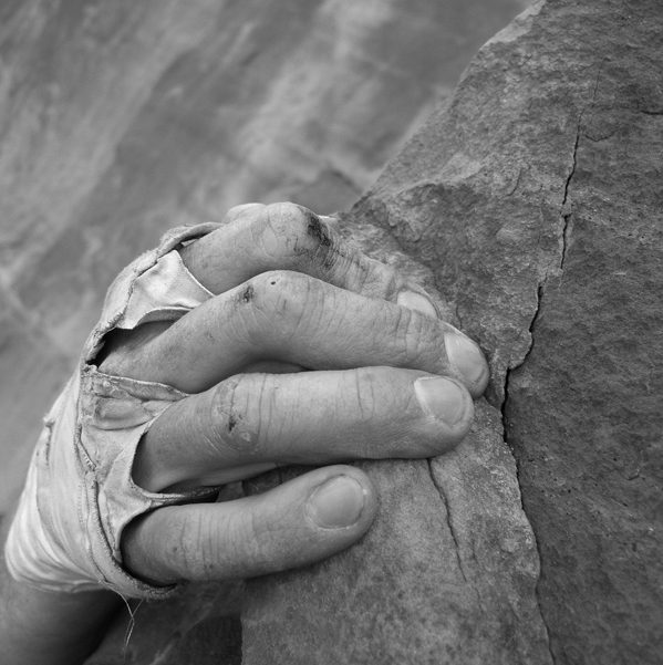 Braxton Norwood climbing hand sandstone